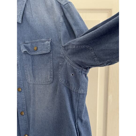 L.L. Bean Men's Signature Blue Denim Cloth Snap Shirt Slim Fit Pockets Sz XL - Picture 3 of 10